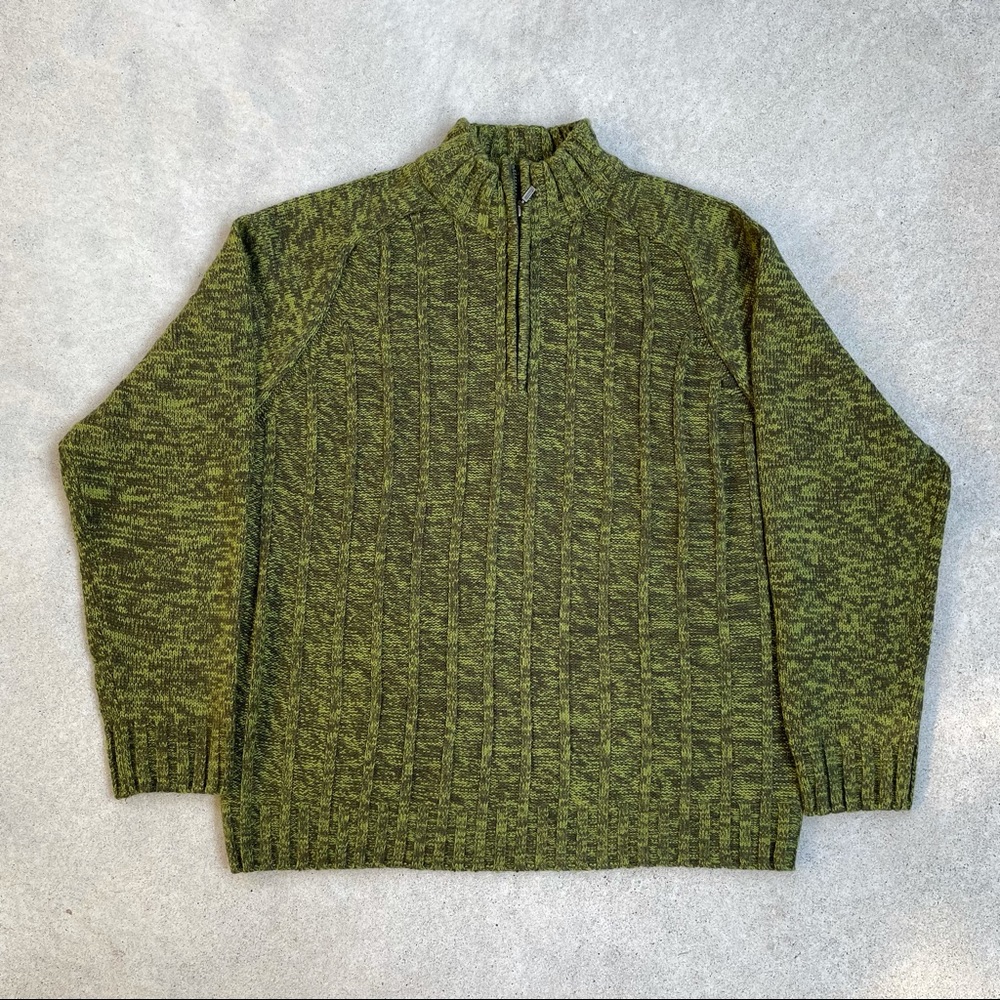 Green Pattern 1/4 Sweater - size L
